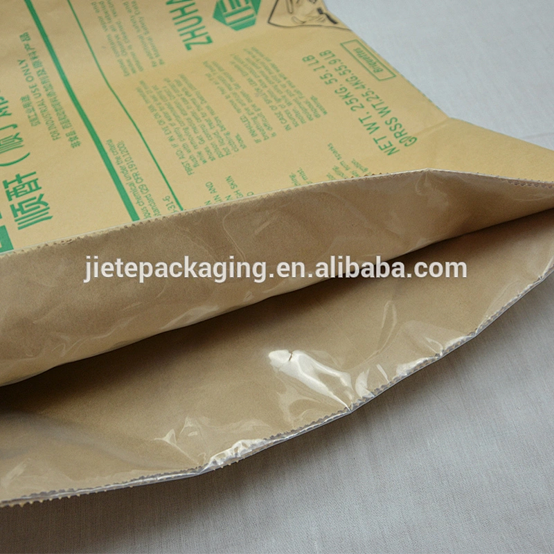 chemical cement in 20kg 25kg kraft brown paper carrier bag with a plastic liner