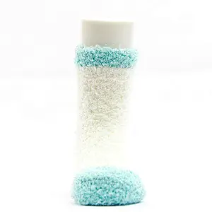 baby colorful double cuff pompoms thick cotton winter socks