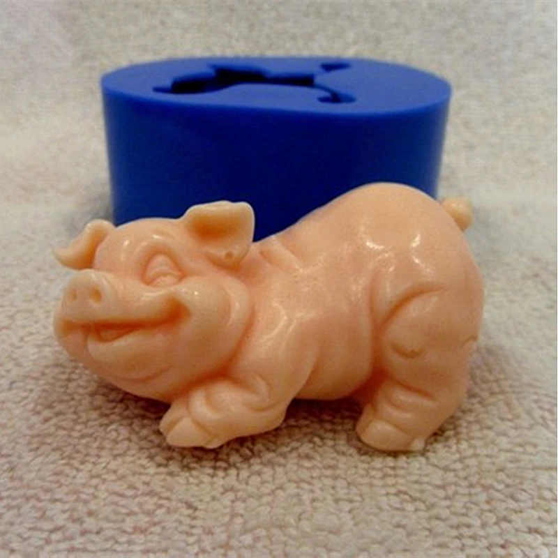 Piglet  soap silicone mold smiling pig candles molds 3D piggy Soap silica mould