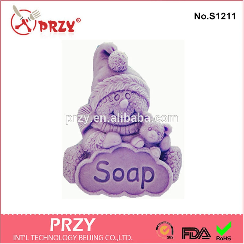 S1211 PRZY Handmade silicone snowman soap molds