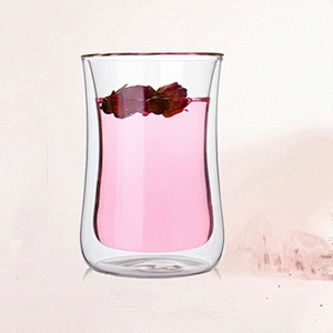 Wholesale in-stock Milk Cup 300ml Handmade High Borosilicate Glass Cup Customized Logo Double Wall Glass Water Cup
