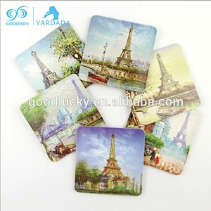 Promotional gift colorful printing wooden drink coaster set