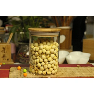 High borosilicate glass straight seal pot with bamboo lid for food