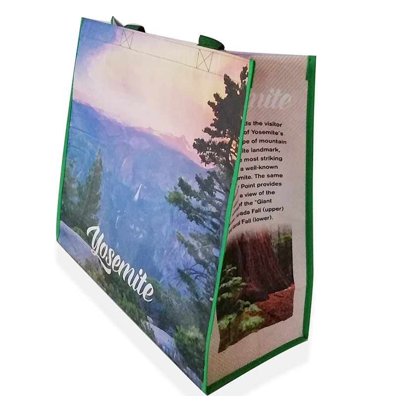 Eco friendly reusable rpet fabric bag recycled material shopping totes bags with lamination