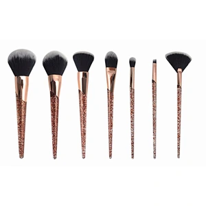 New design cosmetics tools 7pcs professional synthetic hair glitter makeup brush set