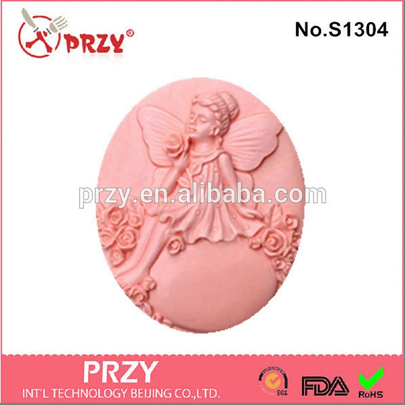 Model S1304 New design Angel girl sitting in flowers silicone soap mold