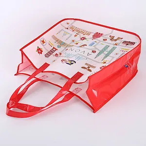 Custom red printed non-woven bag for shopping