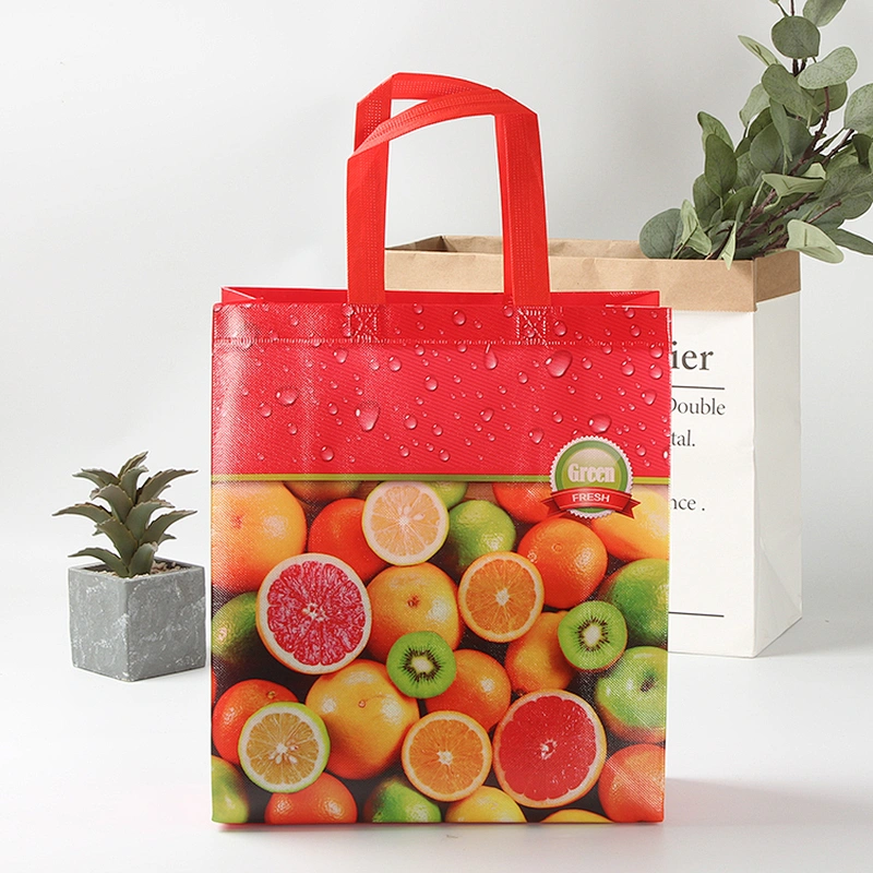Cheap custom red foldable reusable shopping bag with pattern