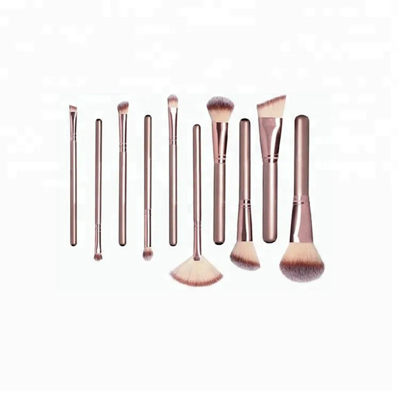 Private Label 10pcs Makeup Brush Set With Makeup Sponge Brush Cleaning Pad