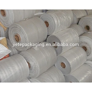 cheap white pp woven bag tubular roll, bale wrap fabric in roll