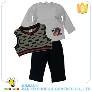Custom sweet design baby girl vest coat and pants clothes suit set