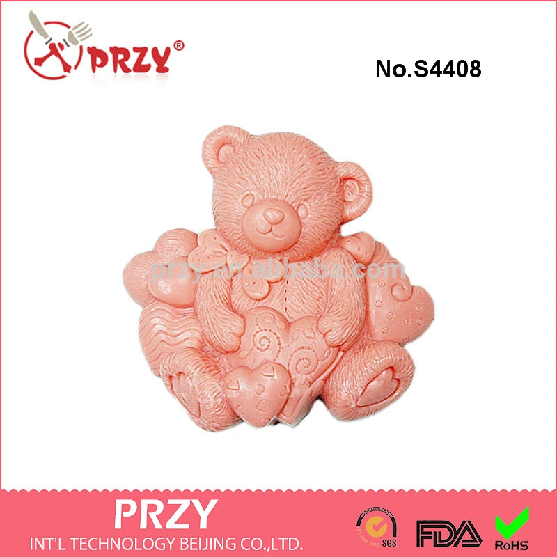 S4408 Cute Bear Soap Mold, Flexible Silicone Mold, Animal Soap Mold