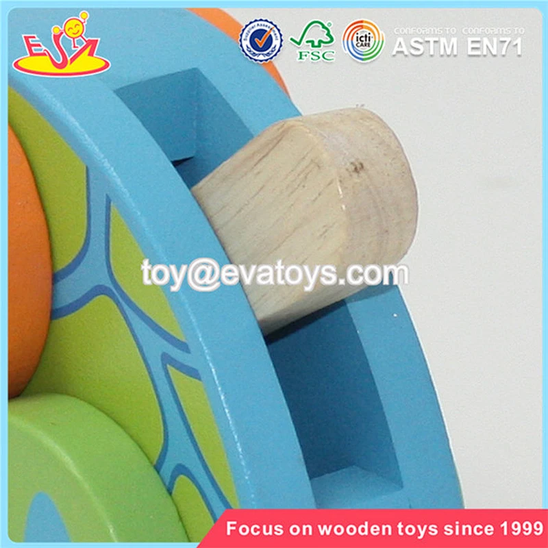 Wholesale lovely kids wooden pull turtle car toy brand new children wooden pull turtle car toy W05B061