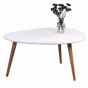 solid oak european style coffee table with white MDF top