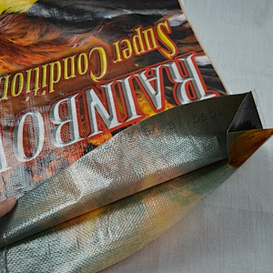 Customized transparent plastic printed and laminated pp woven feed bag for chicken,cow,sheep,horse