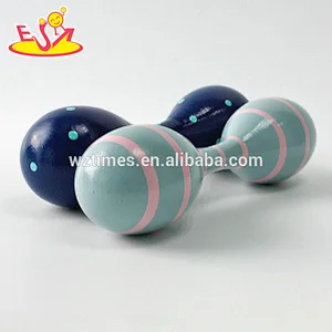 Wholesale custom euro style double heads wooden shaking maracas W07I129