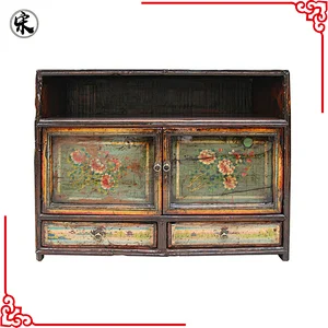 chinese old lacquered storage painted rustic store furniture