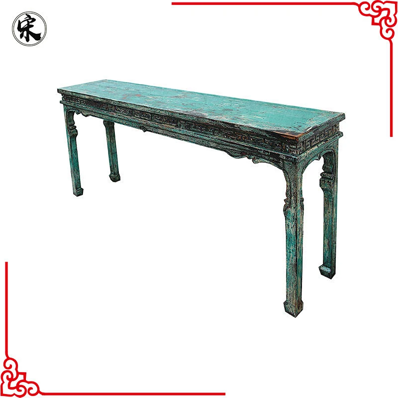chinese antique lacquered distressed carving altar table living room furniture