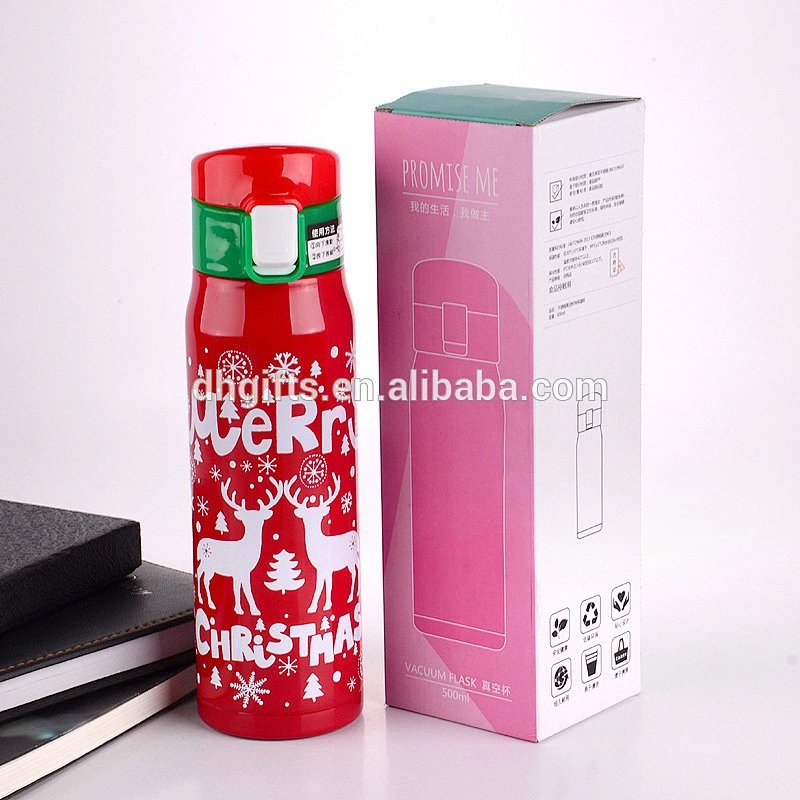 Good Quality 500 ml Christmas Style Colorful Vacuum Cup Stainless Steel Water Bottle Vacuum Flask