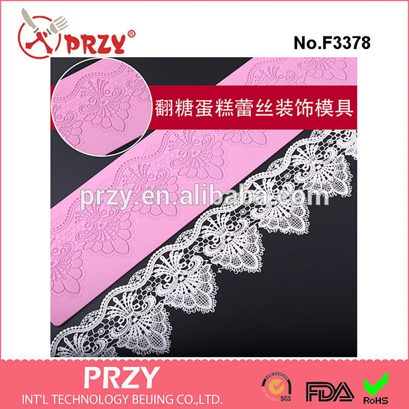 F3378 fondant lace cake decoration mold food grade silicone lace mat barking mold