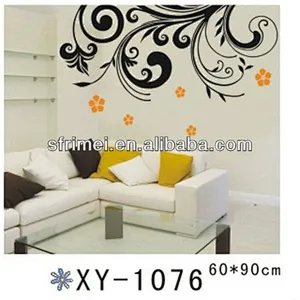 Black Pattern Yellow Flower Pvc Stickers Art Decoration Wall Sticker