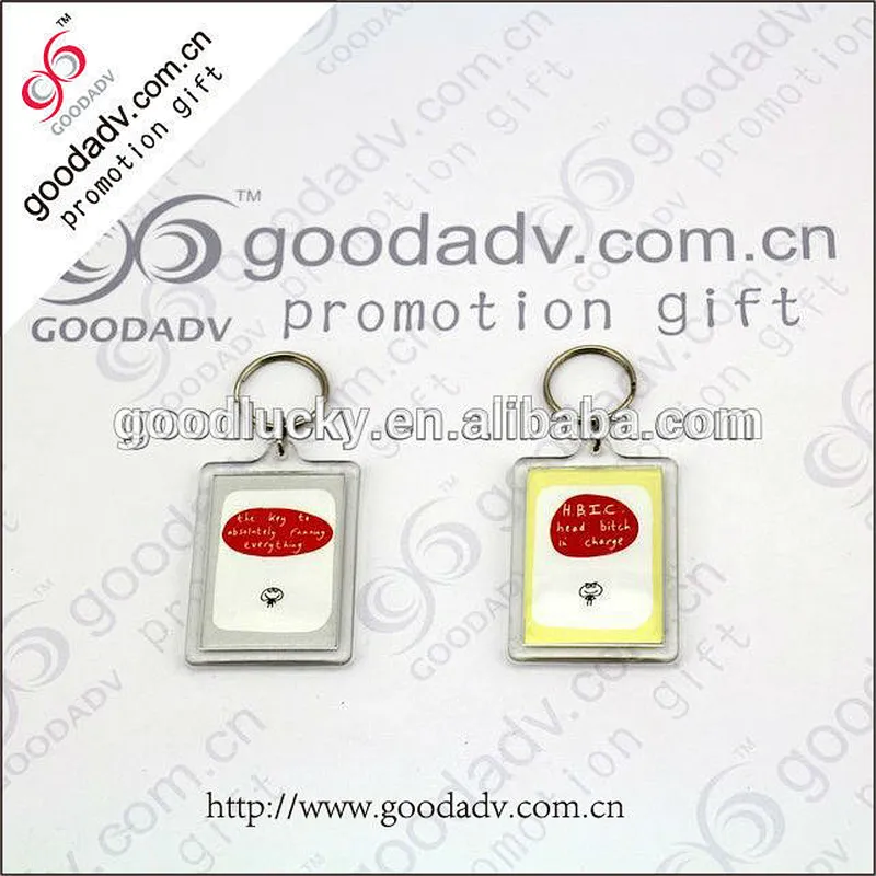2016 china factory custom eco-friendly plastic keychain photo holder / hard plastic keychain