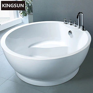 High Quality Acrylic Soaking Bathtub Round Freestanding Bathtub With Faucet