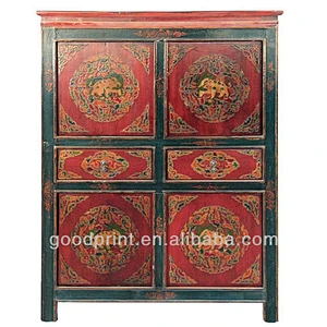 Chinese Antique Tibet Four Door Two Drawer Cabinet
