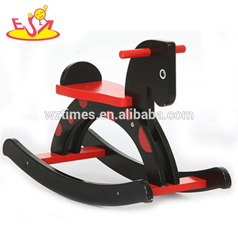 Wholesale best selling wooden black rocking horse toy for baby indoor playing W16D027A