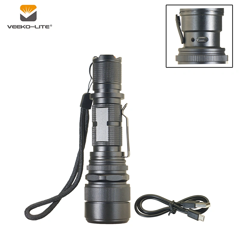2018 HOT SELLING USB RECHARGEABLE ALUMINIUM FLASHLIGHT TORCH 3.7V 2200MAH LI-ION BATTERY 500 LUMENS