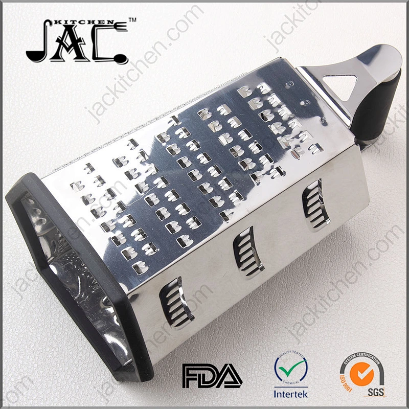 6-sides Stainless Steel Boxed Cheese Grater Vegetable Slicer Non Slip Rubber Bottom