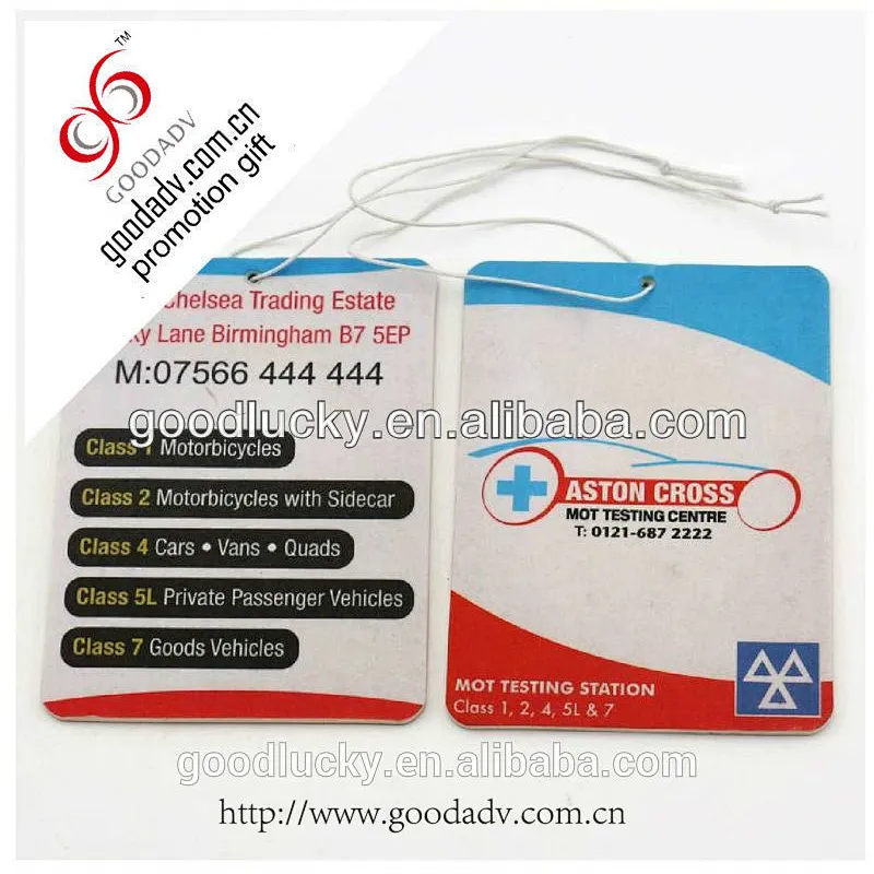 advertising promotional air freshener for car