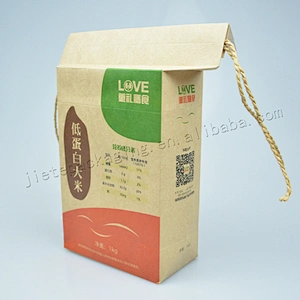 Wholesale 1kg stand up kraft paper rice bag for bean,peanut,seed,flour