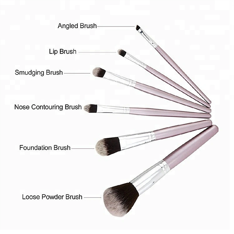 New Custom Logo Synthetic Hair 6pcs Makeup Brush Set Professional