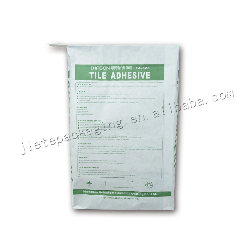 Customized multilayer kraft paper cement bag for packing 25kg mortar,lime,tile adhesive