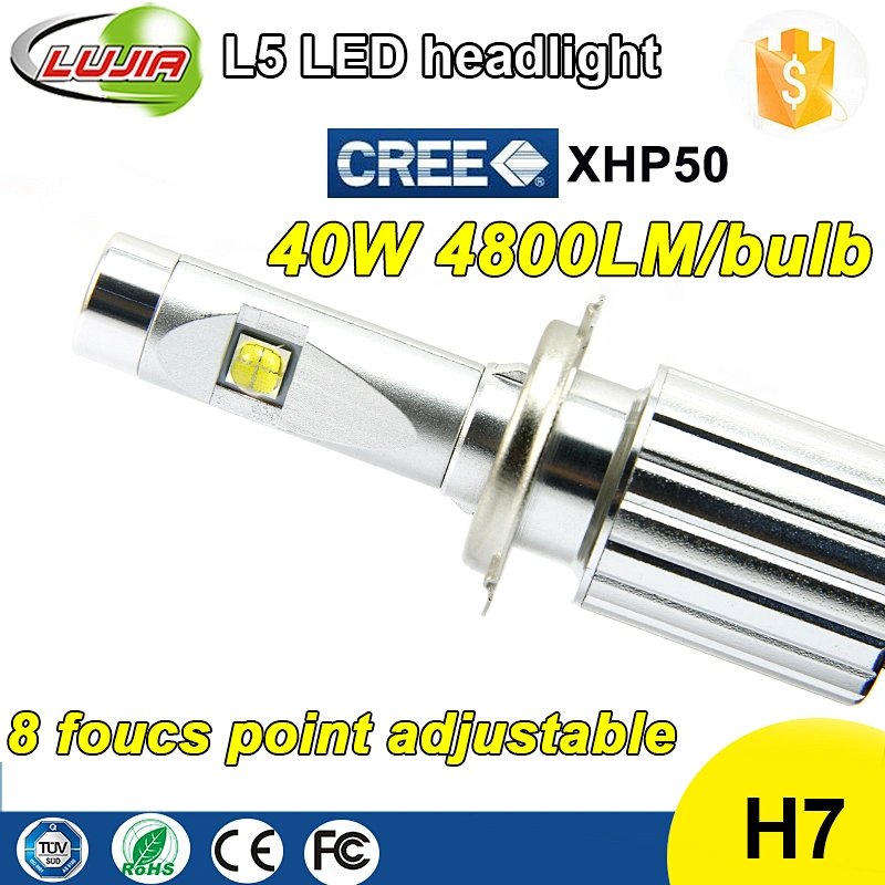 2017 top led chips wholesales crees xhp70 L5 H7 LED auto headlight 40W 4800LM 6V-48V DC h4 h11 9005 9012 conversation kits