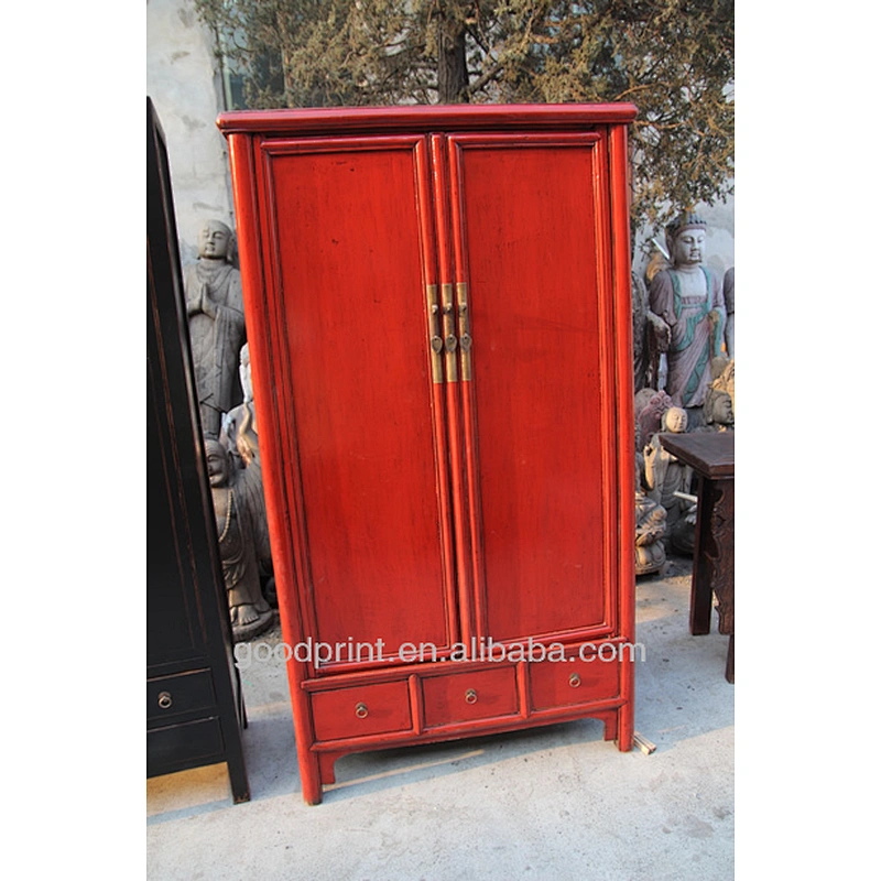 Chinese Antique Two door Three Drawer REd Noodle cabinet Furniture