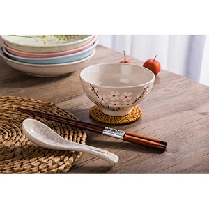 Ceramic Bowl Tableware Snowflake Pattern Rice Bowl High Quality Multiple Color Creative Screw Bowl
