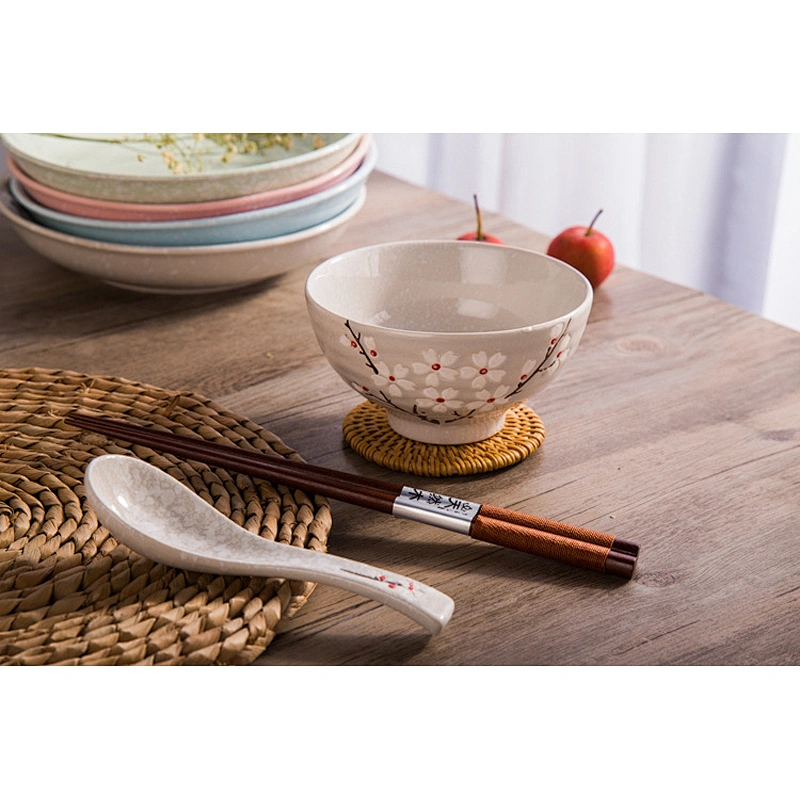 Ceramic Bowl Tableware Snowflake Pattern Rice Bowl High Quality Multiple Color Creative Screw Bowl