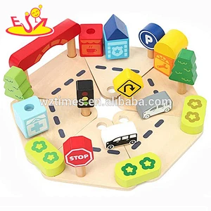 wholesale wooden parking garage toy set for kids W04B026