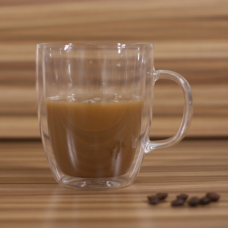 double wall high borosilicate glass coffee mug tea cup with lid