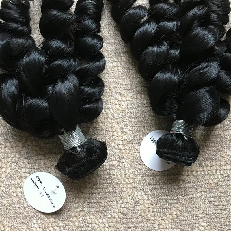 The highest quality natural black and natural brown color loose wave virgin hair Indian human hair weave