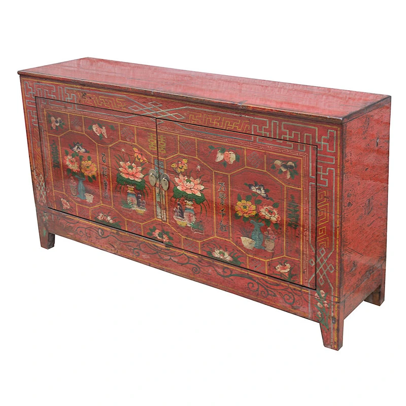 wholesale chinese antique lacquered reproductionwooden lobby sideboard mongolian living room furniture