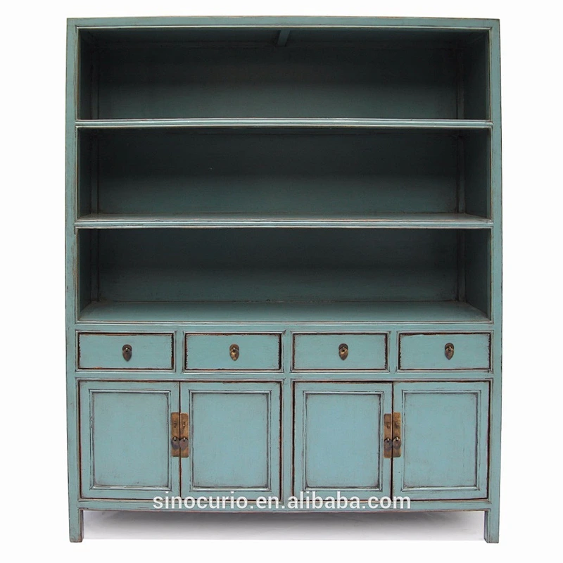 chinese vintage antique furniture solid wood carving wall bookcase