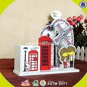 wholesale baby wooden decorative music box kids brush pot wooden decorative music box W02A035