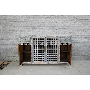 wholesale furniture china buffet cabinet with lattice wooden door