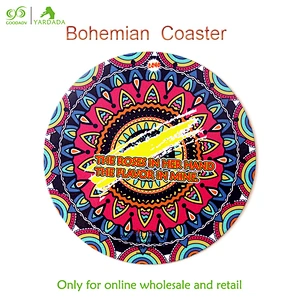 2018 kaleidoscope fashion design, hot and attractive MDF anti-skid cork cup mat, easy to clean and high quality in stock.