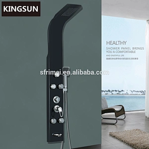 Black Painted Wall Mounted Massage Jets Shower Panel