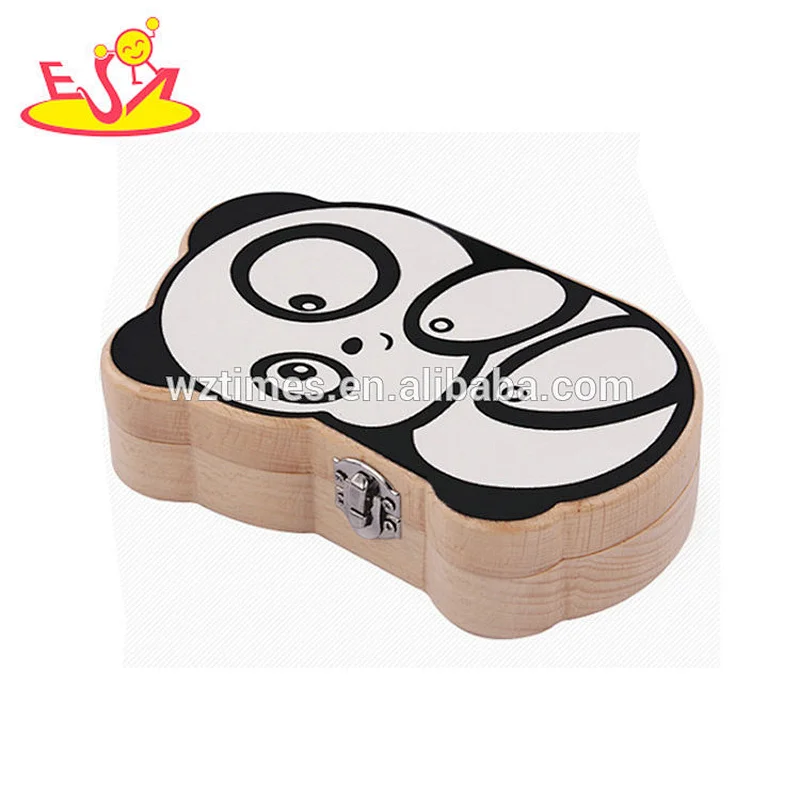 Wholesale top fashion rabbit shaped storing tooth wooden milk tooth box for sale W18A039