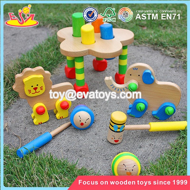 Wholesale new arrival animals wooden knock toy interesting kids wooden knock toy W12D018